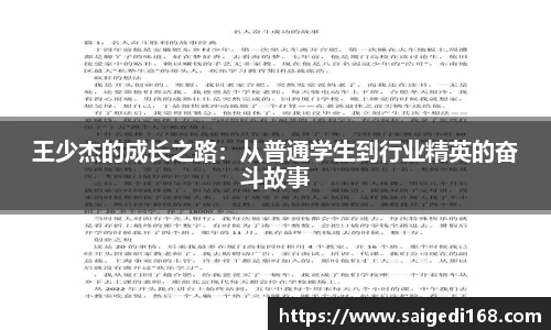 王少杰的成长之路：从普通学生到行业精英的奋斗故事